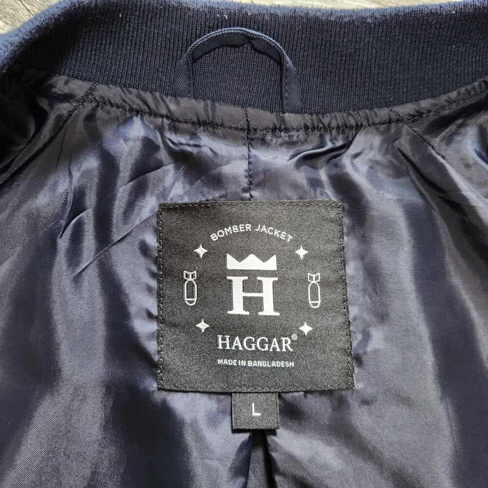 Haggar Navy Blue Bomber Jacket Men’s Size Large - Picture 5 of 7